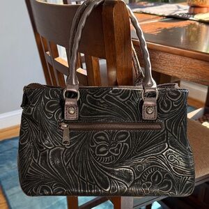 Patricia Nash Black Embossed Shoulder Bag